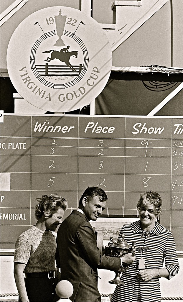 King of Spades won the 1972 Virginia Gold Cup for Dr. Rogers. Left to right: Mrs. J.H.Tyler Wilson, Dr. Rogers, Mrs. Harcourt Lees. Photo courtesy Douglas Lees.