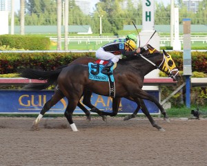 General A Rod winning the Gulfstream Park Derby. Photo courtesy Leslie Martin. 