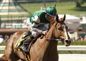 Virginia-bred Stellar Wind wins the Grade I $400,000 Santa Anita Oaks April 4, 2015 at Santa Anita.