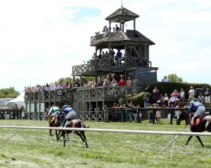 Horses race for the finish at the Virginia Downs event at Great Meadow September 20th 