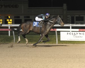 Simmstown, bred by the Audley Farms, Inc., came from behind to win a $19,000 claiming race December 2nd at Penn National