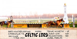 Celtic Lord, who trailed by 14 1/2 lengths, comes back to win December 11 at Laurel.