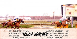 Tough Weather wins her 3rd career race from 16 starts December 18 at Laurel. Photo courtesy of Jim McCue.