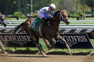 "Sticksstatelydude (First Dude) and jockey Joel Rosario win a MSW at Saratoga Racecourse 8/1/15. Trainer: Kieran McLaughlin. Owner: Alvin S. Haynes  & Elizabeth Burchell & John Ferris "