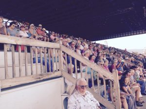 A filled grandstand greeted trainers, drivers and horses when County Fair racing kicked off in Woodstock on Wednesday. 